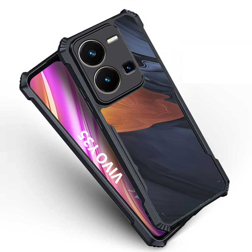 Coberta Back Cover For Vivo Y35 Back Cover Case - Yellow and Grey 3D pattern PT99 D13621