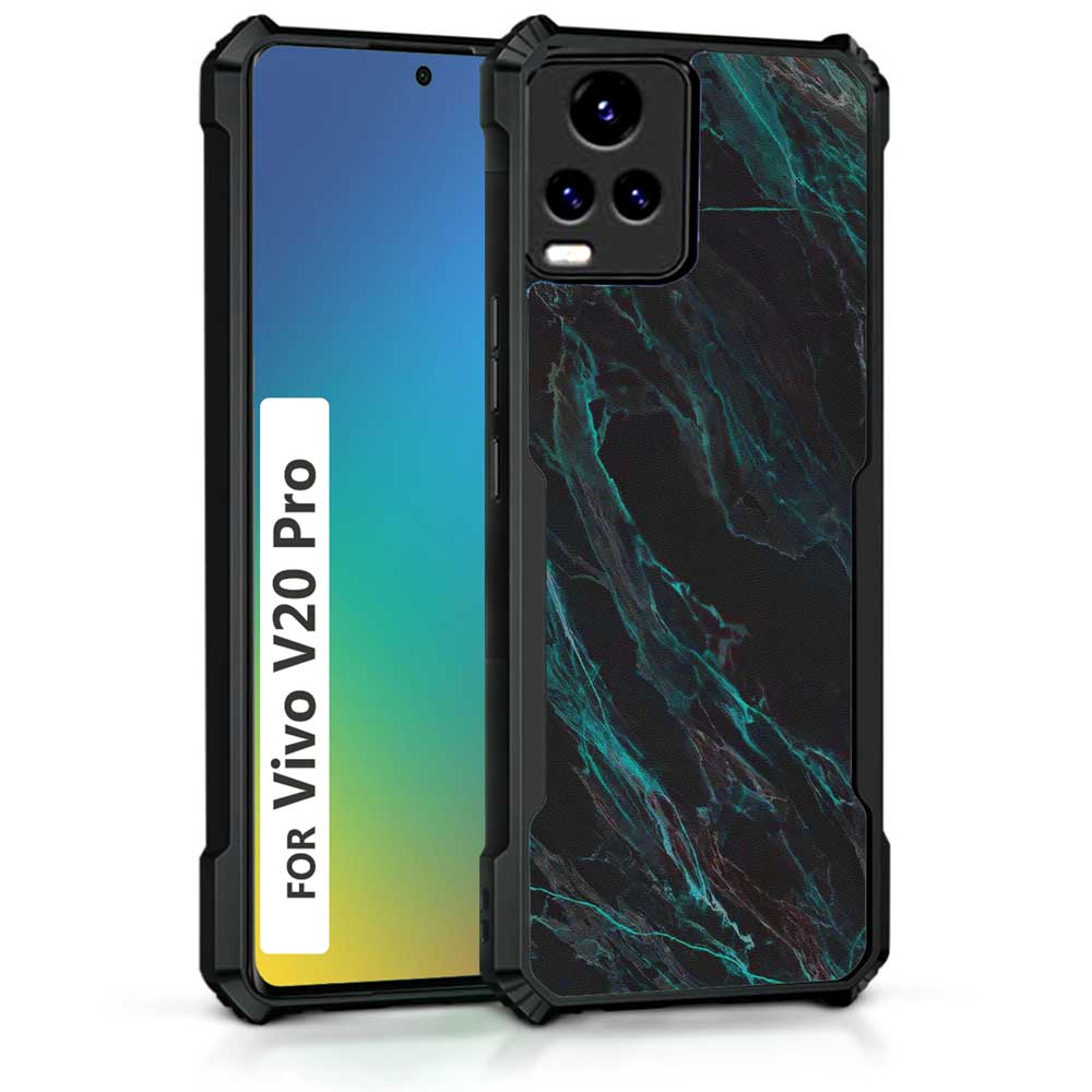 Coberta Back Cover For Vivo V20 Pro Back Cover Case - Black and Deep Green Marble PT99 D13689