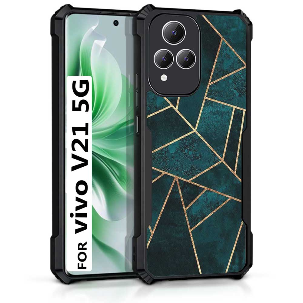 Coberta Back Cover For Vivo V21 5G Back Cover Case - Dark Green golden abstract PT99 D14984