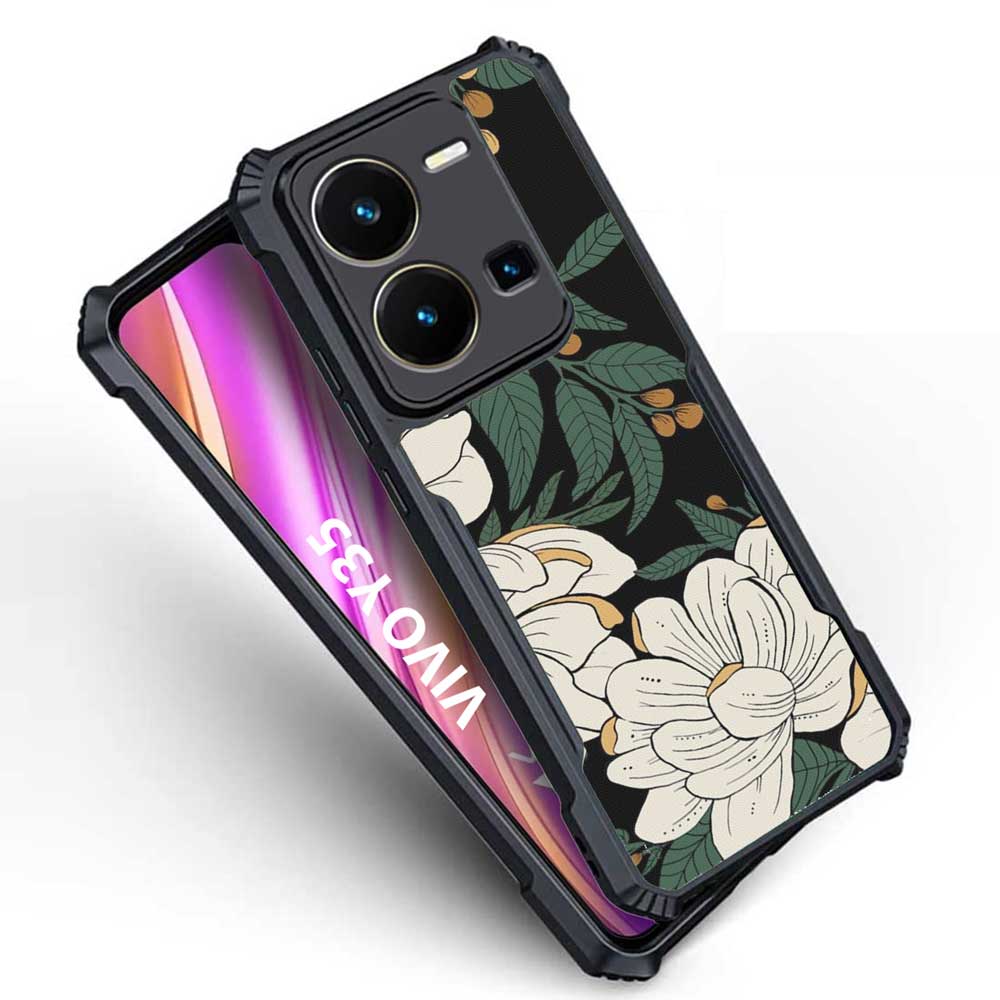 Coberta Back Cover For Vivo Y35 Back Cover Case - White floral PT99 D15036