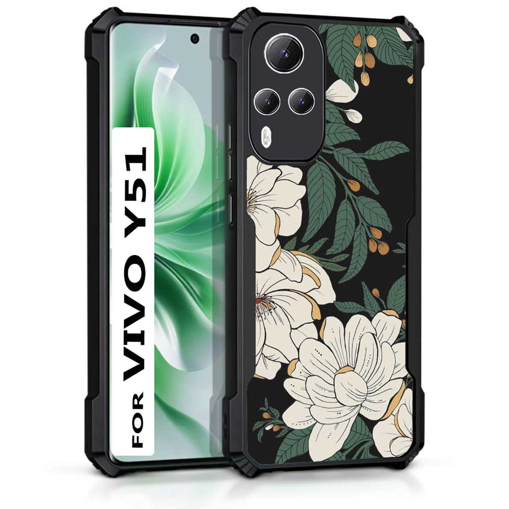 Coberta Back Cover For Vivo Y51 2020 Back Cover Case - White floral PT99 D15036