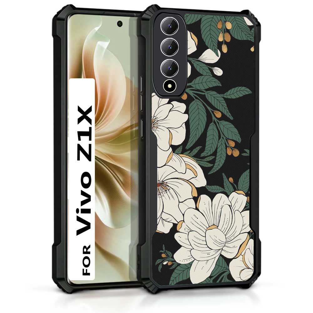 Coberta Back Cover For Vivo Z1x Back Cover Case - White floral PT99 D15036