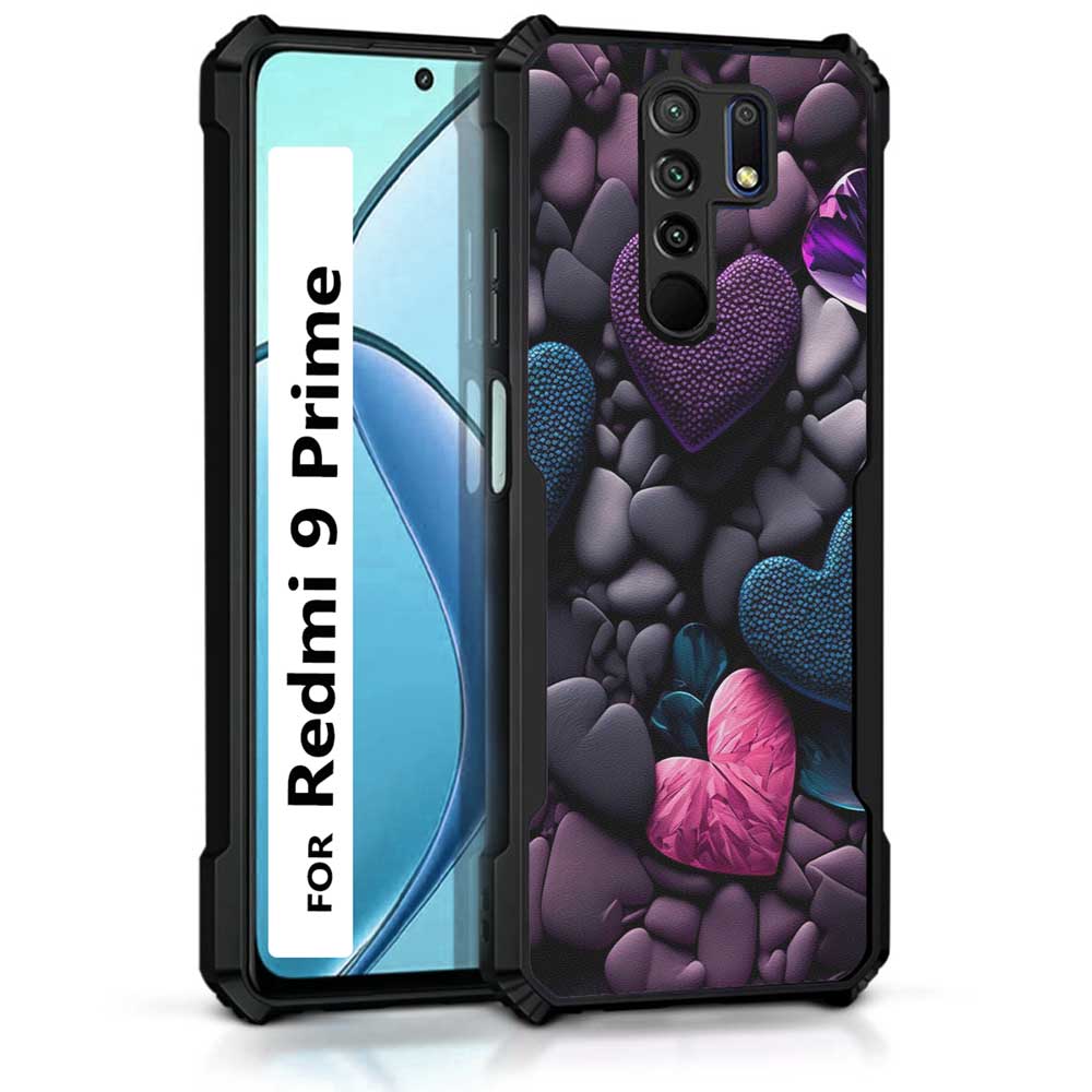 Coberta Back Cover For Redmi 9 Prime Back Cover Case - Dark color Hearts Confetti Love PT99 D16005