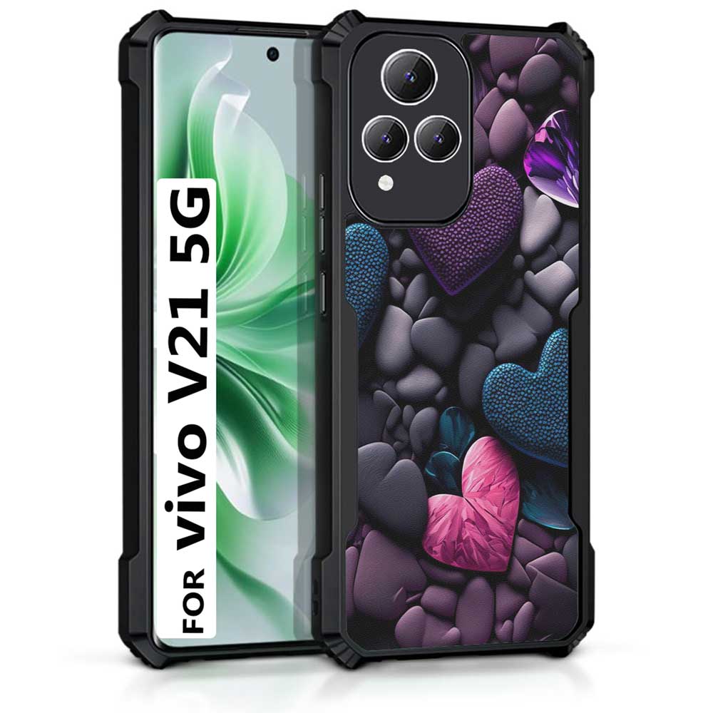 Coberta Back Cover For Vivo V21 5G Back Cover Case - Dark color Hearts Confetti Love PT99 D16005