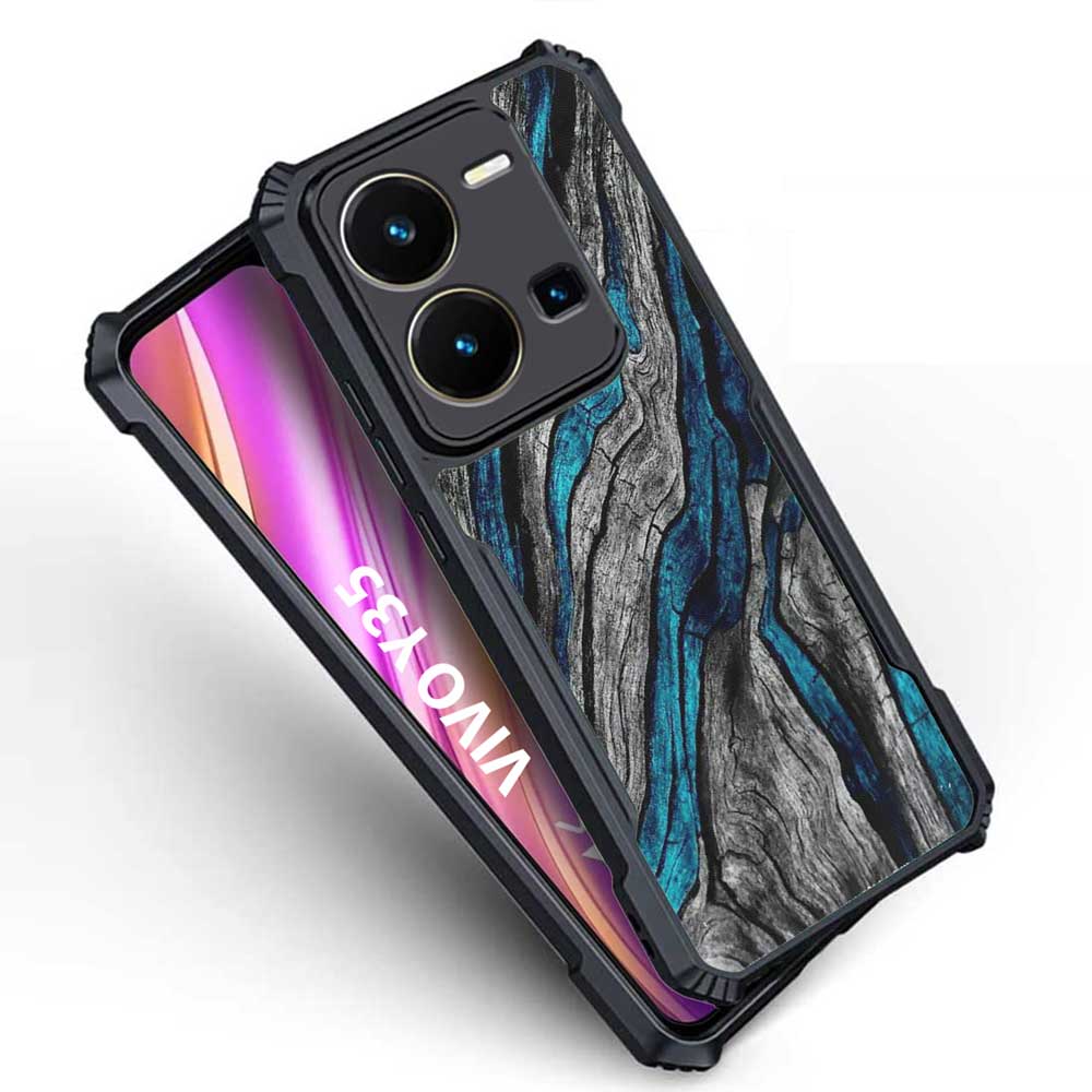 Coberta Back Cover For Vivo Y35 Back Cover Case - Blue and Grey Broken Mountain waves PT99 D16028