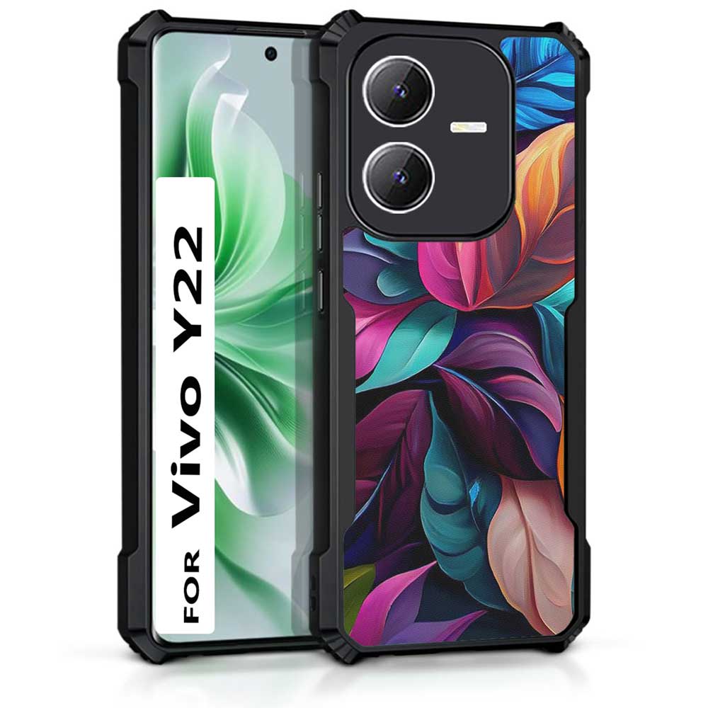 Coberta Back Cover For Vivo Y22 Back Cover Case - Colorful Leaves floral PT99 D16033