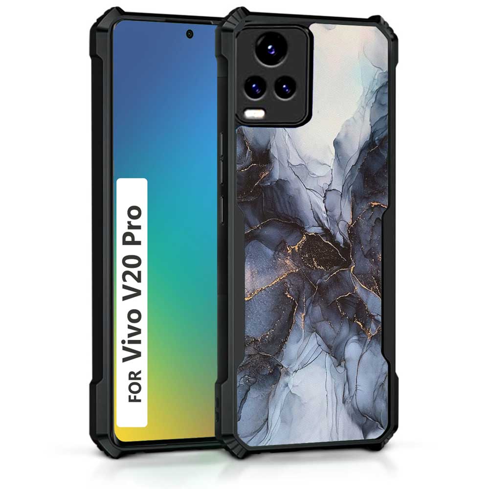 Coberta Back Cover For Vivo V20 Pro Back Cover Case - Black grey white marble PT99 D16039
