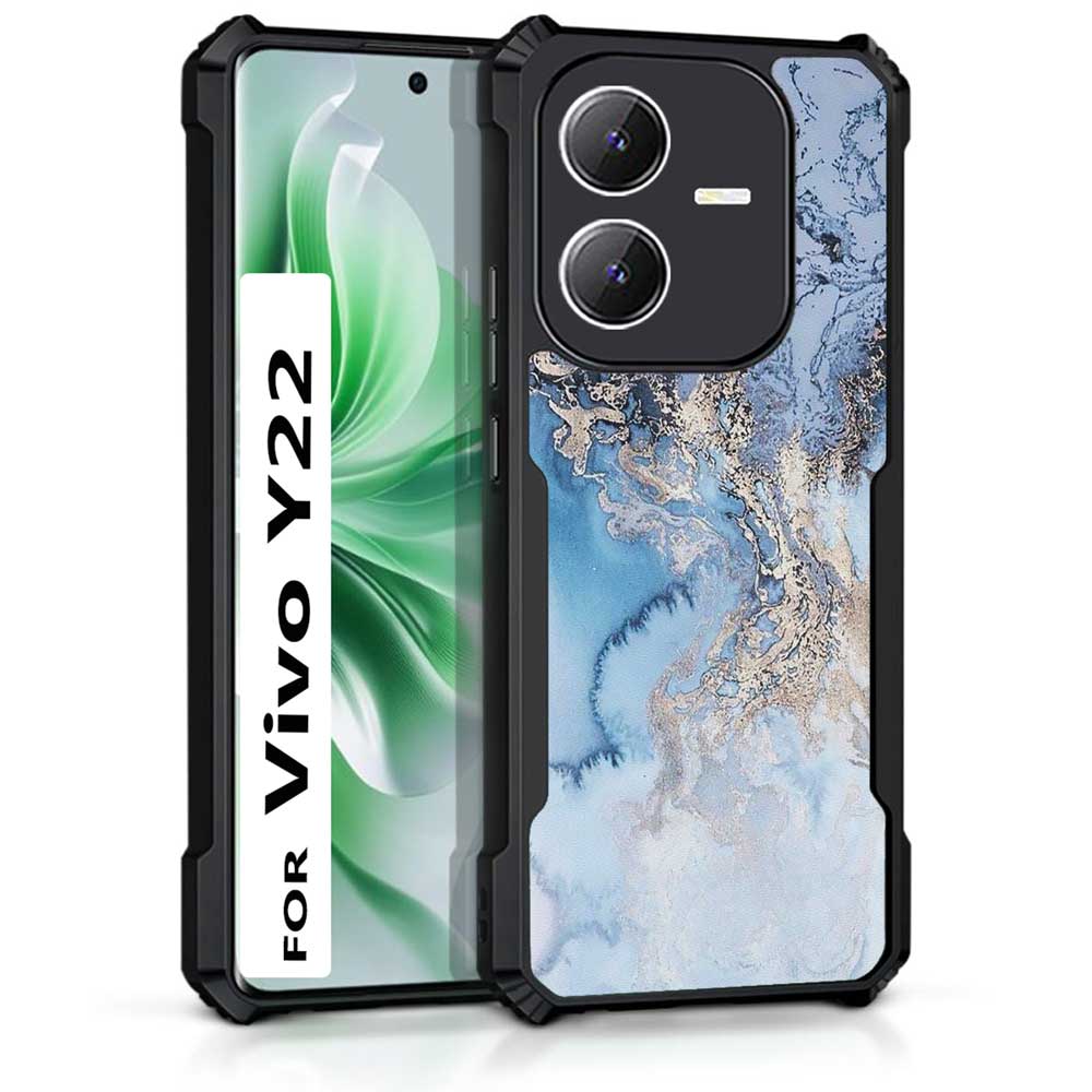 Coberta Back Cover For Vivo Y22 Back Cover Case - Deep Blue sea sand water marble PT99 D16085