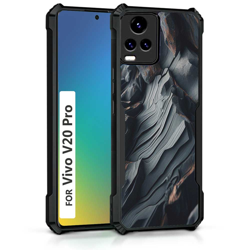 Coberta Back Cover For Vivo V20 Pro Back Cover Case - Black and Grey wavy mountains PT99 D16088