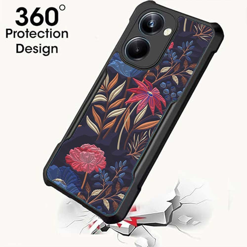 Coberta Back Cover For Vivo Y36 Back Cover Case - Dark blue and red Floral PT99 D16244