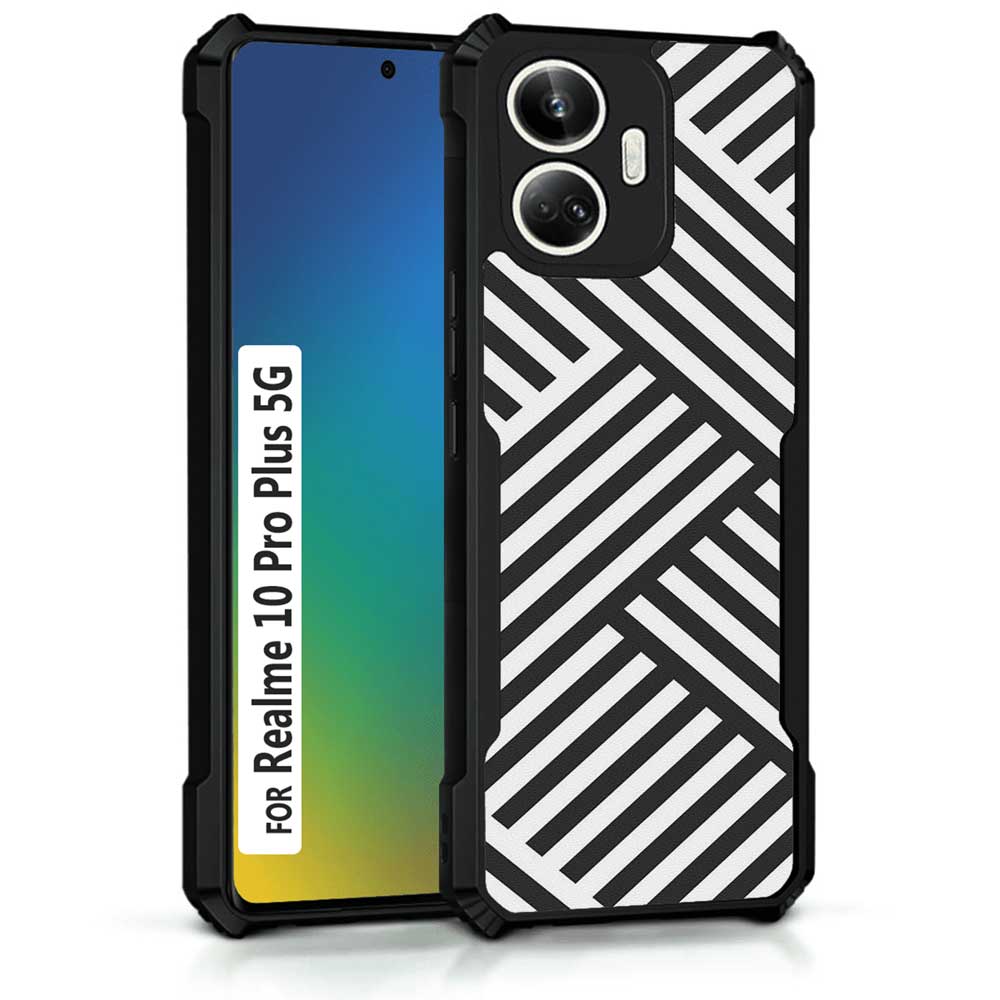 Coberta Back Cover For Realme 10 Pro Plus 5G Back Cover Case - Zig Zag Pattern black and white PT99 D10198