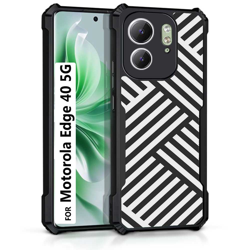 Coberta Back Cover For Motorola Edge 40 5G Back Cover Case - Zig Zag Pattern black and white PT99 D10198