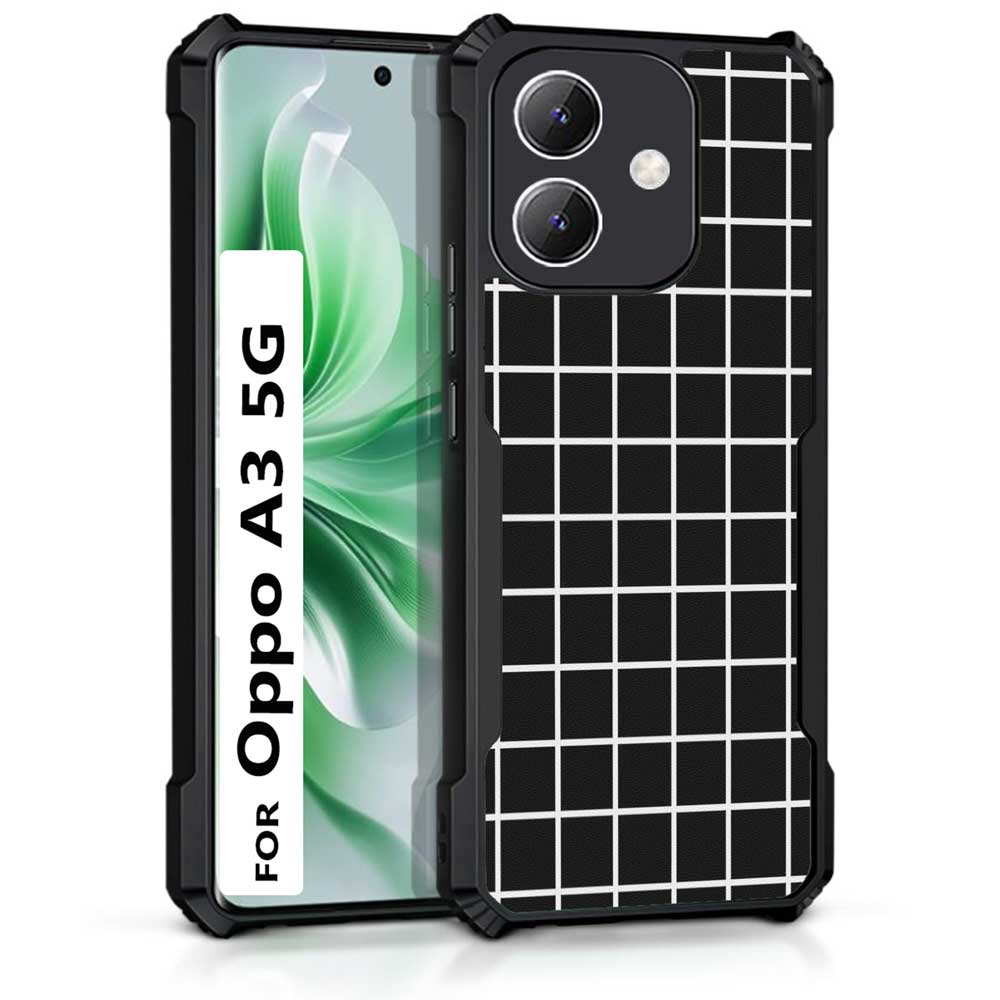 Coberta Back Cover For Oppo A3 5G Back Cover Case - Black Checkered checks PT99 D11053