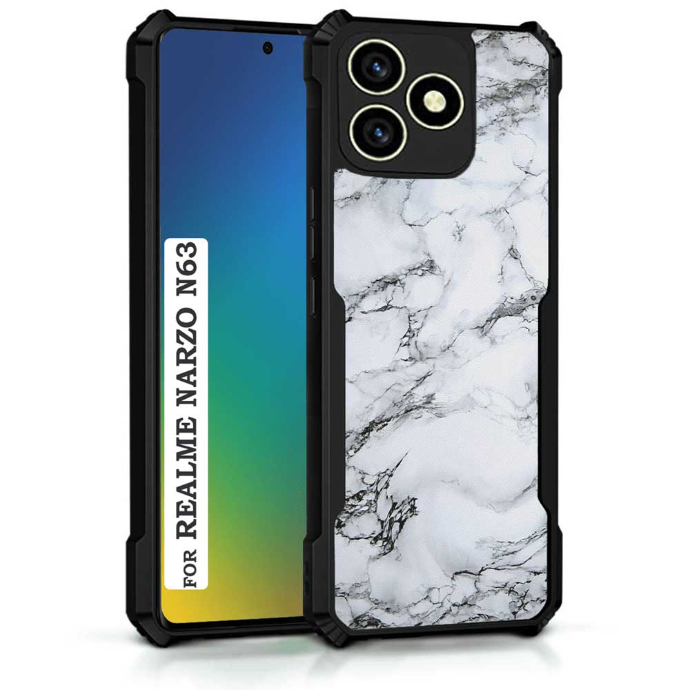 Coberta Back Cover For Realme Narzo N63 Back Cover Case - White marble PT99 D11117