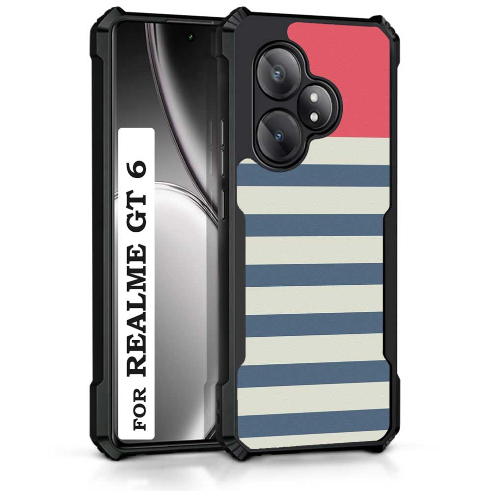Coberta Back Cover For Realme GT 6 Back Cover Case - Pink and Blue Stripes PT99 D11198