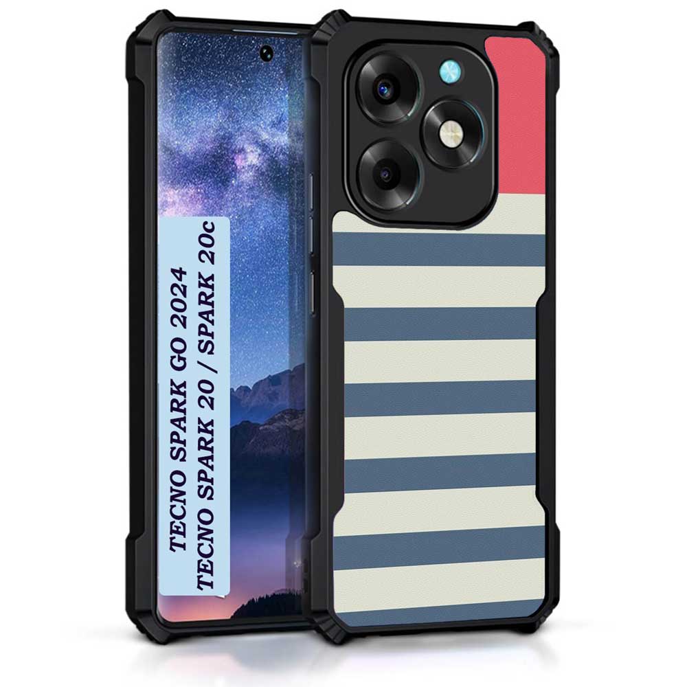 Coberta Back Cover For Tecno Spark 20 Back Cover Case - Pink and Blue Stripes PT99 D11198