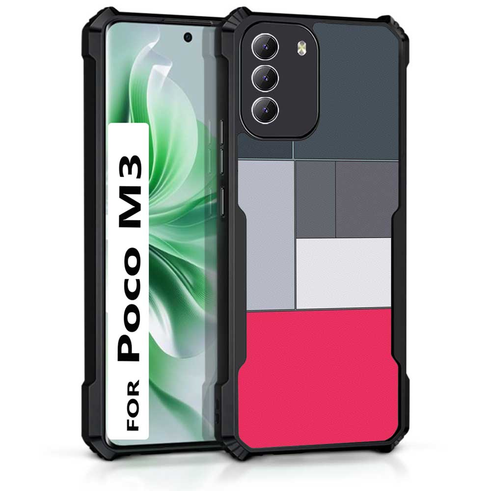 Coberta Back Cover For Poco M3 Back Cover Case - 3D Boxes pink grey white PT99 D11200