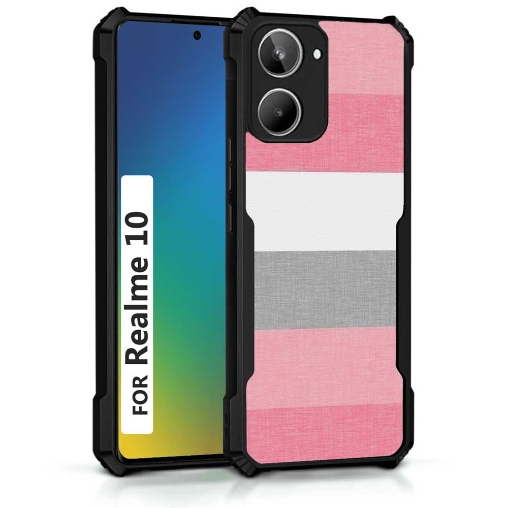 Coberta Back Cover For Realme 10 Back Cover Case - Pink grey and white stripes PT99 D11343