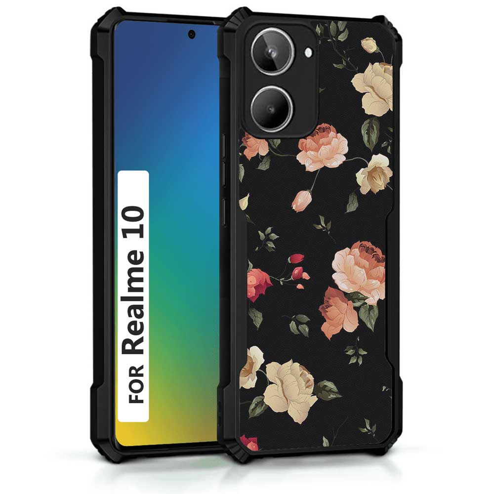 Coberta Back Cover For Realme 10 Back Cover Case - Bright Black Floral PT99 D11411