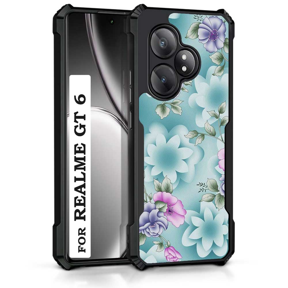 Coberta Back Cover For Realme GT 6 Back Cover Case - Beautiful Blue Floral PT99 D11555
