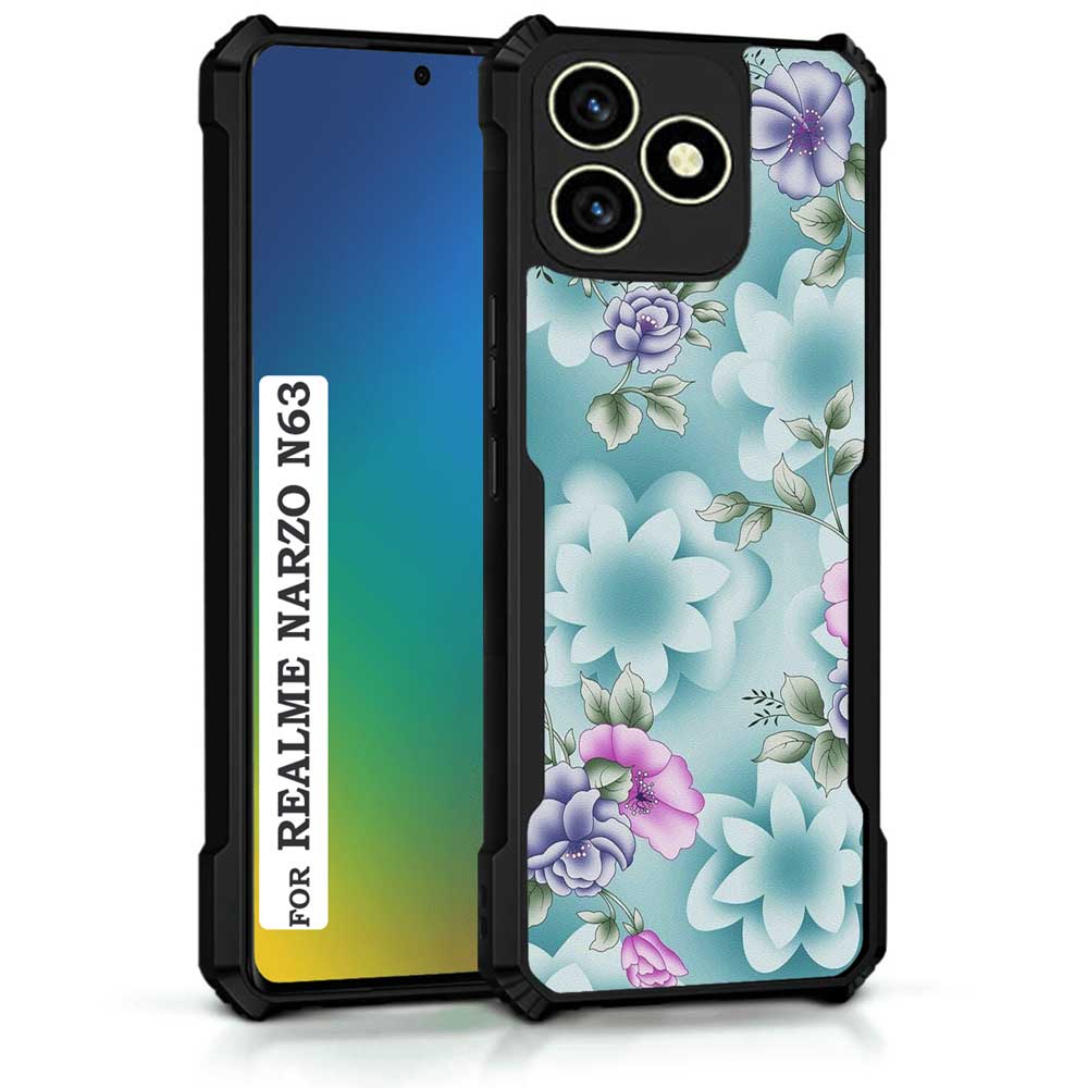 Coberta Back Cover For Realme Narzo N63 Back Cover Case - Beautiful Blue Floral PT99 D11555