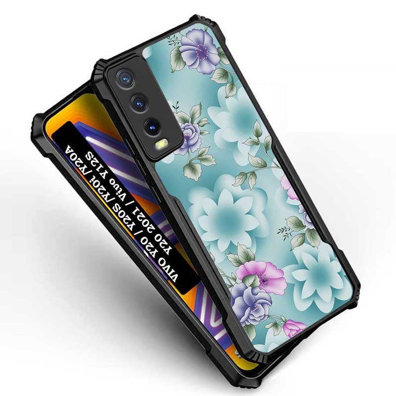 Coberta Back Cover For Vivo Y20i Back Cover Case - Beautiful Blue Floral PT99 D11555