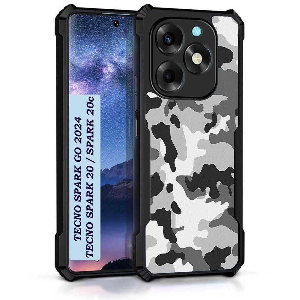 Coberta Back Cover For Tecno Spark 20 Back Cover Case - White camoflague camo PT99 D11665