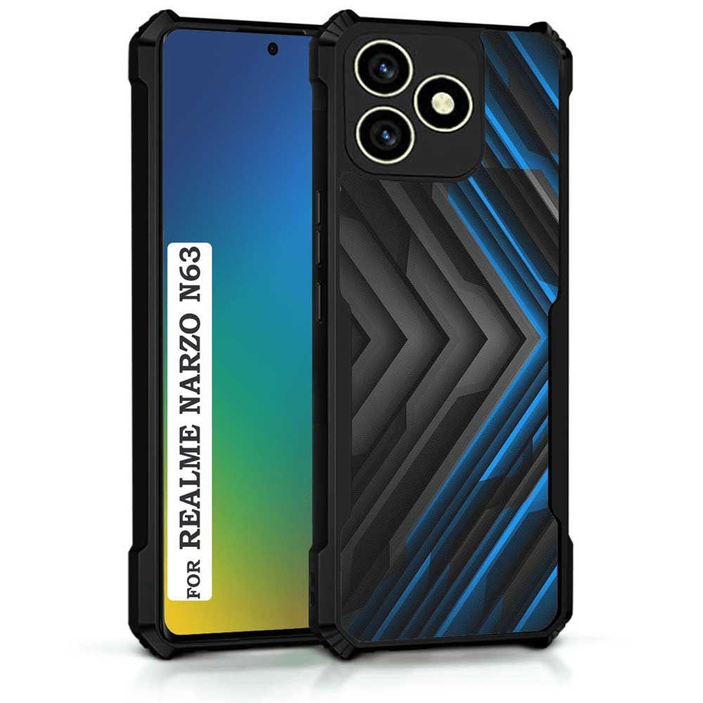 Coberta Back Cover For Realme Narzo N63 Back Cover Case - Bright Black and Blue 3D Design PT99 D11682