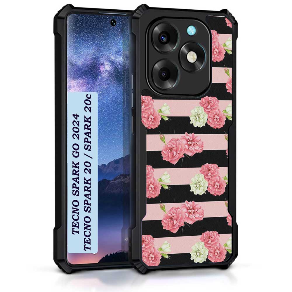 Coberta Back Cover For Tecno Spark 20C Back Cover Case - Small Floral with stripes PT99 D11720