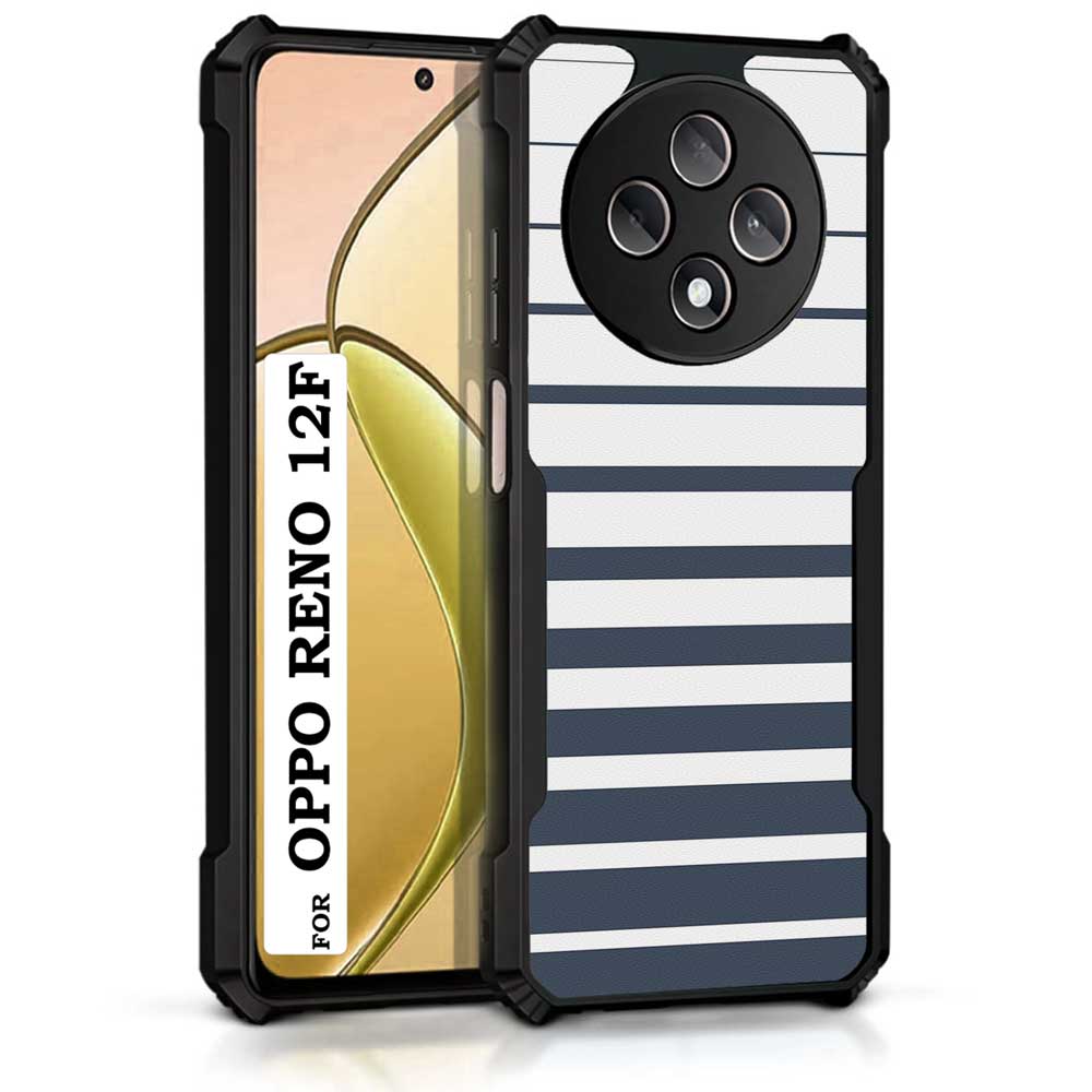 Coberta Back Cover For Oppo Reno 12F 5G Back Cover Case - Dark grey and white modern stripes PT99 D11832