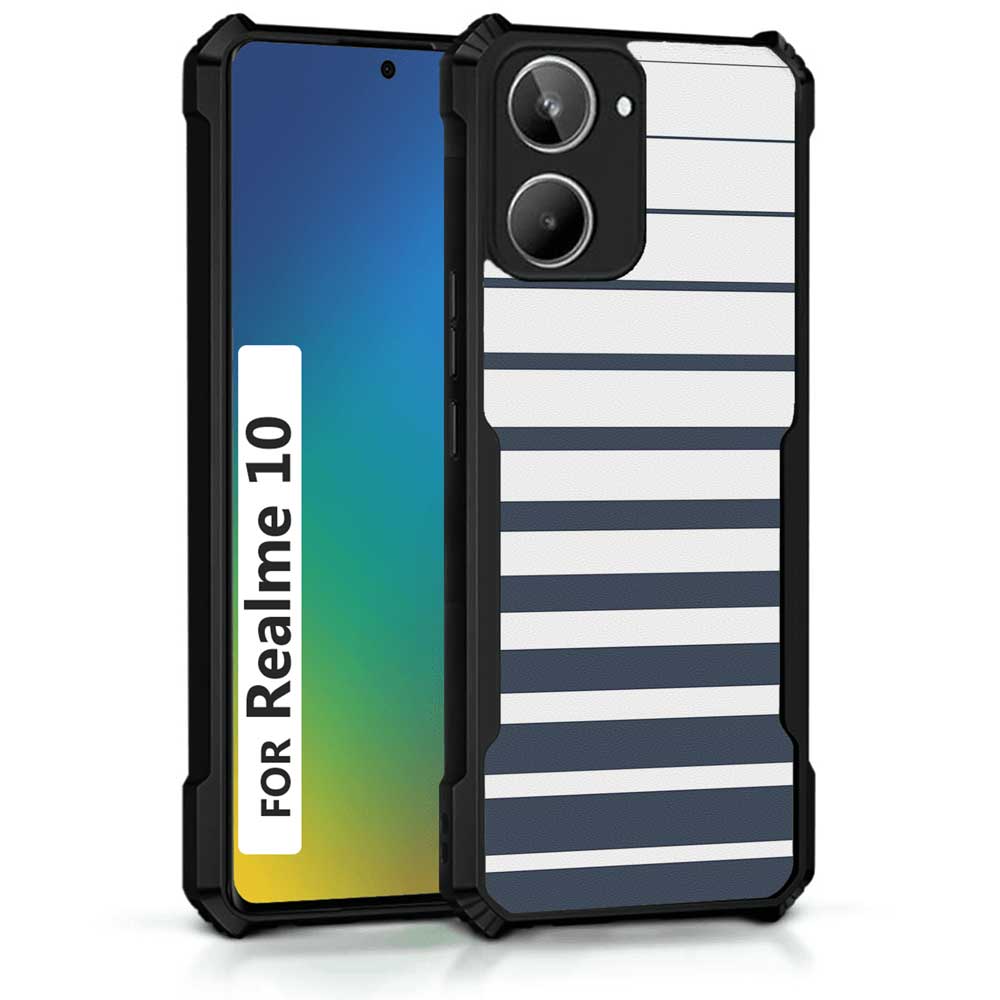 Coberta Back Cover For Realme 10 Back Cover Case - Dark grey and white modern stripes PT99 D11832