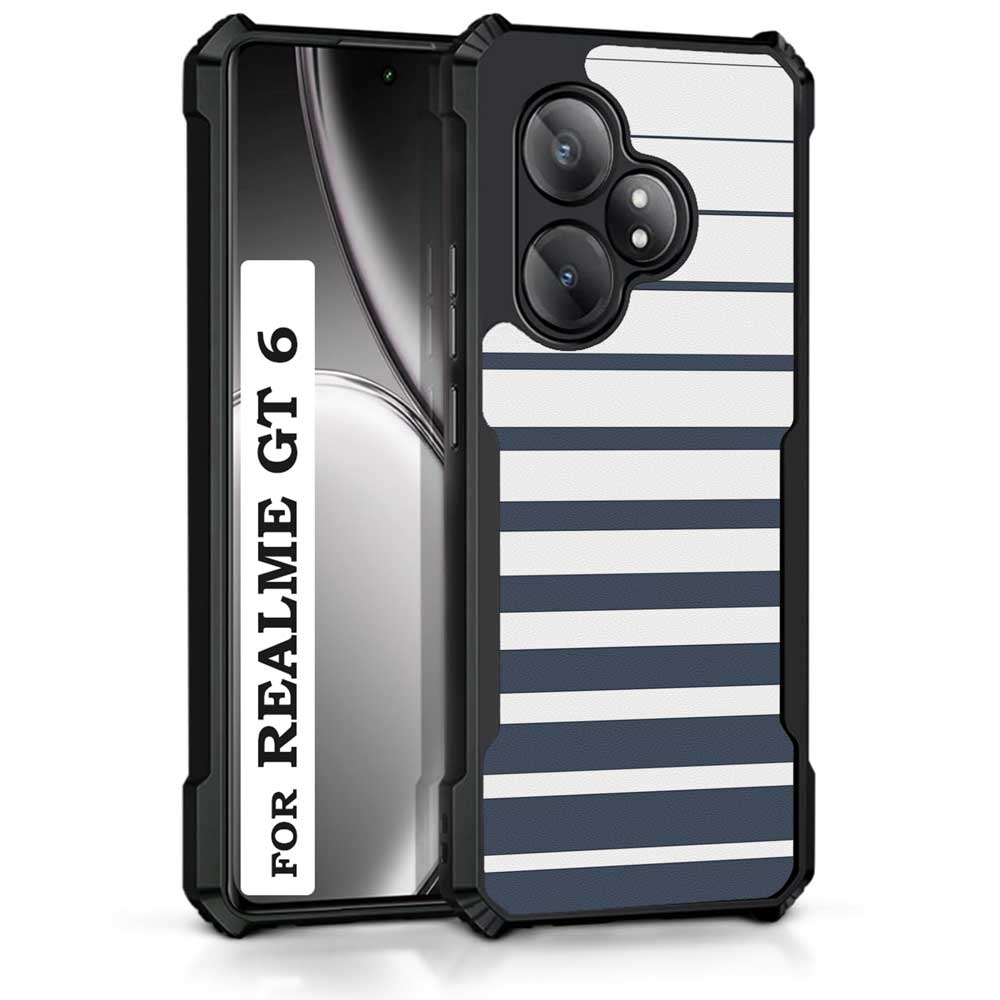 Coberta Back Cover For Realme GT 6 Back Cover Case - Dark grey and white modern stripes PT99 D11832