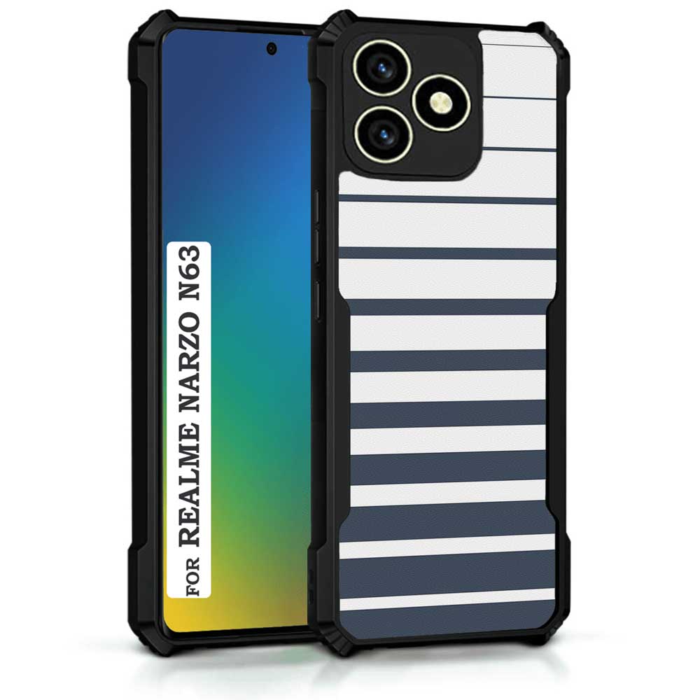 Coberta Back Cover For Realme Narzo N63 Back Cover Case - Dark grey and white modern stripes PT99 D11832