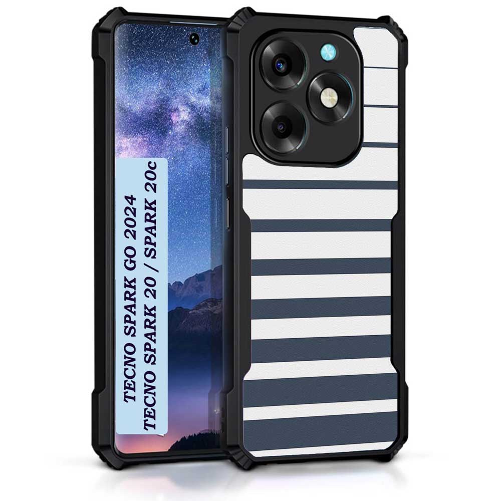 Coberta Back Cover For Tecno Spark 20 Back Cover Case - Dark grey and white modern stripes PT99 D11832