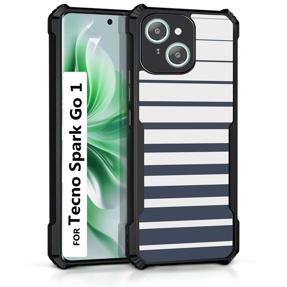 Coberta Back Cover For Tecno Spark Go 1 Back Cover Case - Dark grey and white modern stripes PT99 D11832