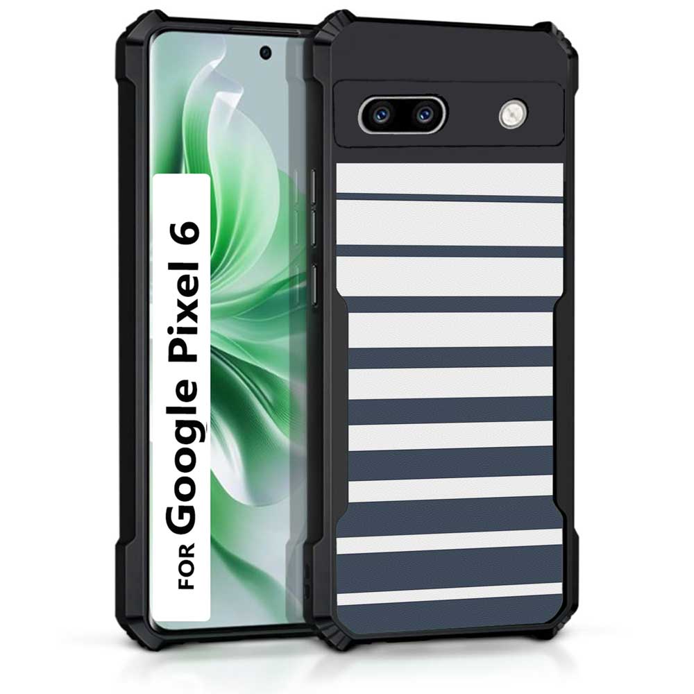 Coberta Back Cover For Google Pixel 6 Back Cover Case - Dark grey and white modern stripes PT99 D11832