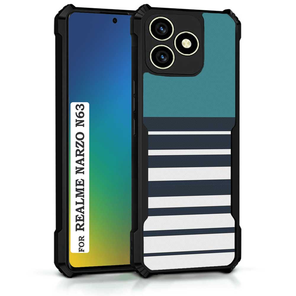 Coberta Back Cover For Realme Narzo N63 Back Cover Case - Cyan stripes PT99 D11847
