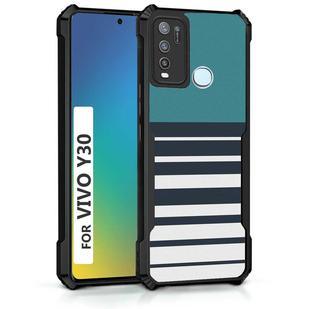 Coberta Back Cover For Vivo Y30 Back Cover Case - Cyan stripes PT99 D11847