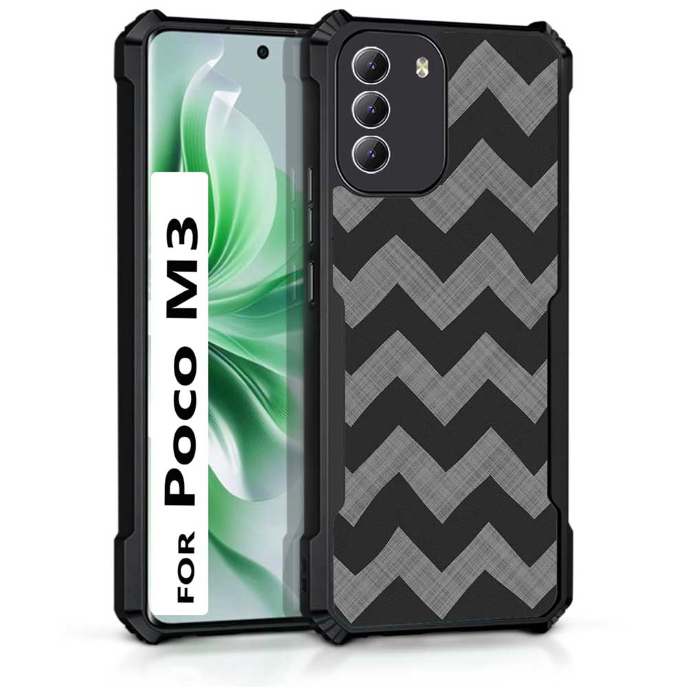 Coberta Back Cover For Poco M3 Back Cover Case - Grey black zig zag pattern PT99 D11862