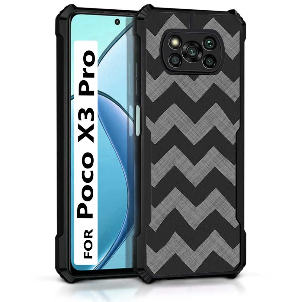 Coberta Back Cover For Poco X3 Pro Back Cover Case - Grey black zig zag pattern PT99 D11862