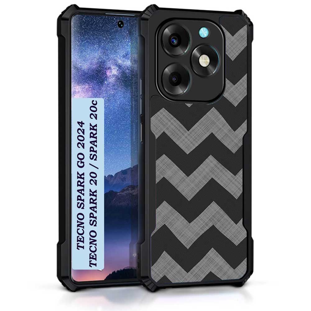 Coberta Back Cover For Tecno Spark 20 Back Cover Case - Grey black zig zag pattern PT99 D11862
