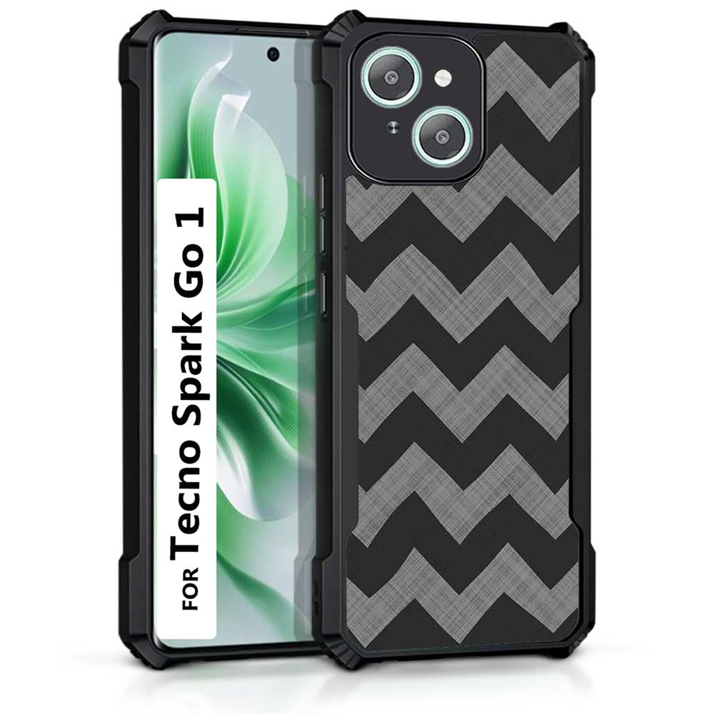 Coberta Back Cover For Tecno Spark Go 1 Back Cover Case - Grey black zig zag pattern PT99 D11862
