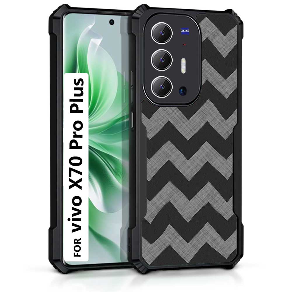 Coberta Back Cover For Vivo X70 Pro Plus Back Cover Case - Grey black zig zag pattern PT99 D11862