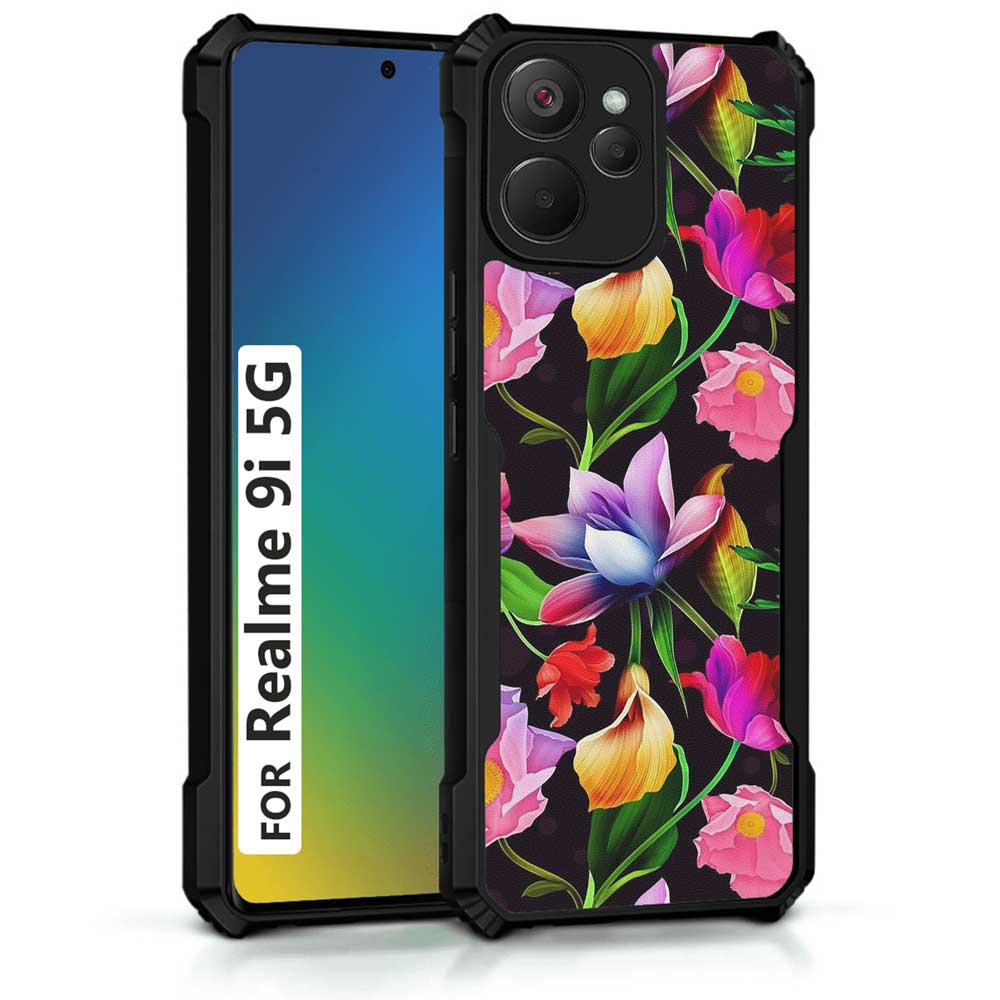 Coberta Back Cover For Realme 9i 5G Back Cover Case - Black Floral colorful bright PT99 D12115