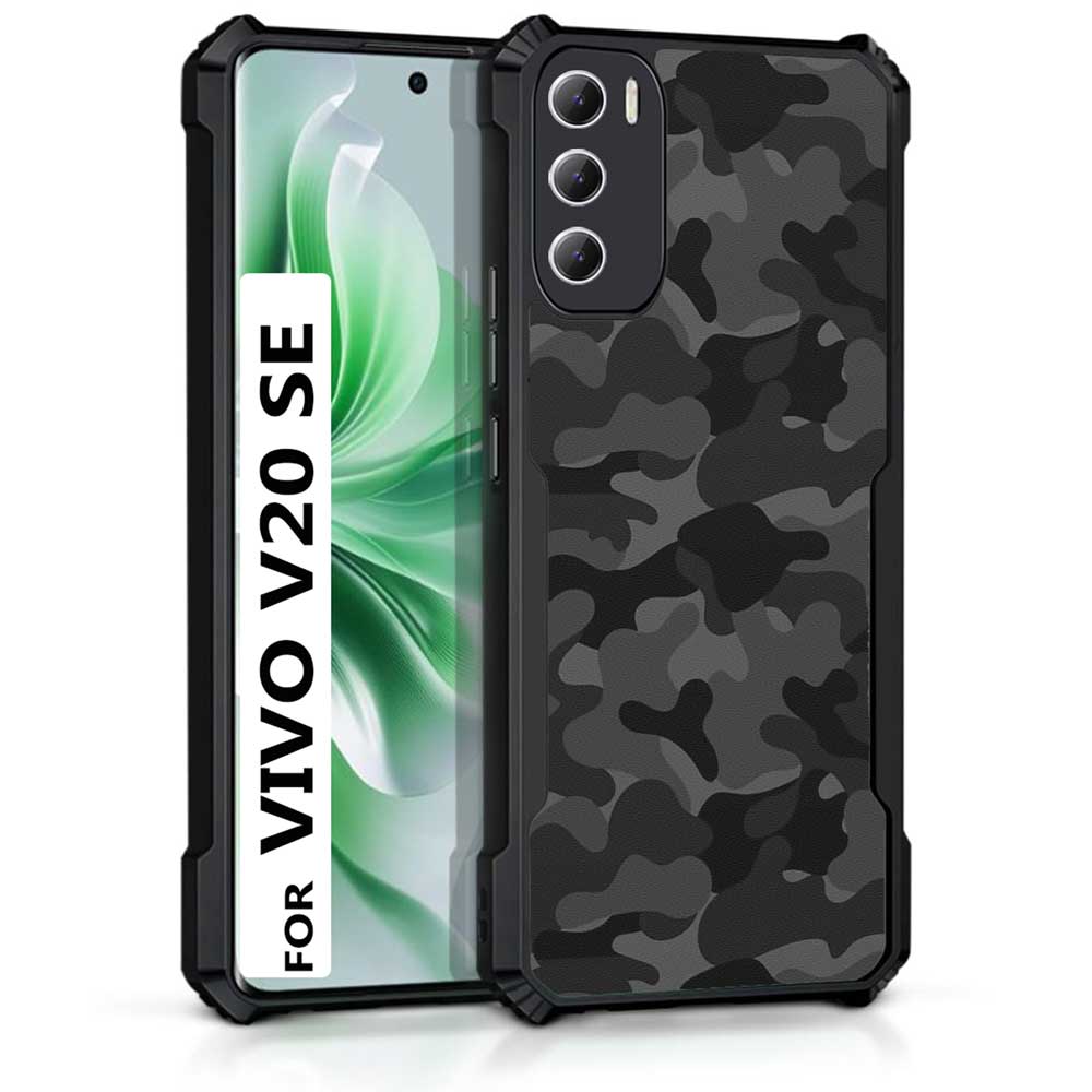 Coberta Back Cover For Vivo V20 SE Back Cover Case - Black Camoflague Camo PT99 D12246