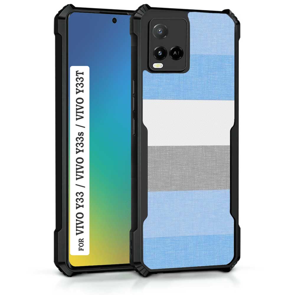 Coberta Back Cover For Vivo Y33S Back Cover Case - Blue white and Grey stripes PT99 D12659