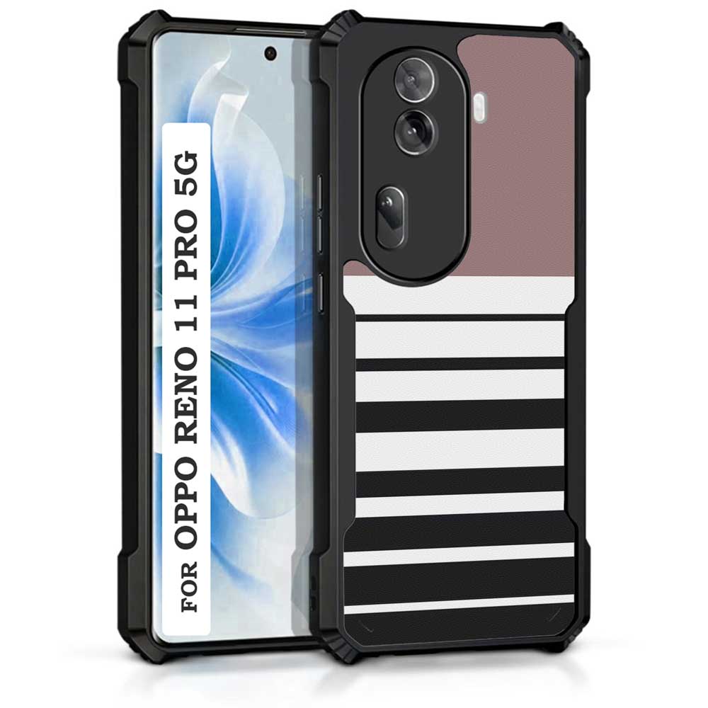Coberta Back Cover For Oppo Reno 11 Pro 5G Back Cover Case - Stripes designer case Brown black white PT99 D12691