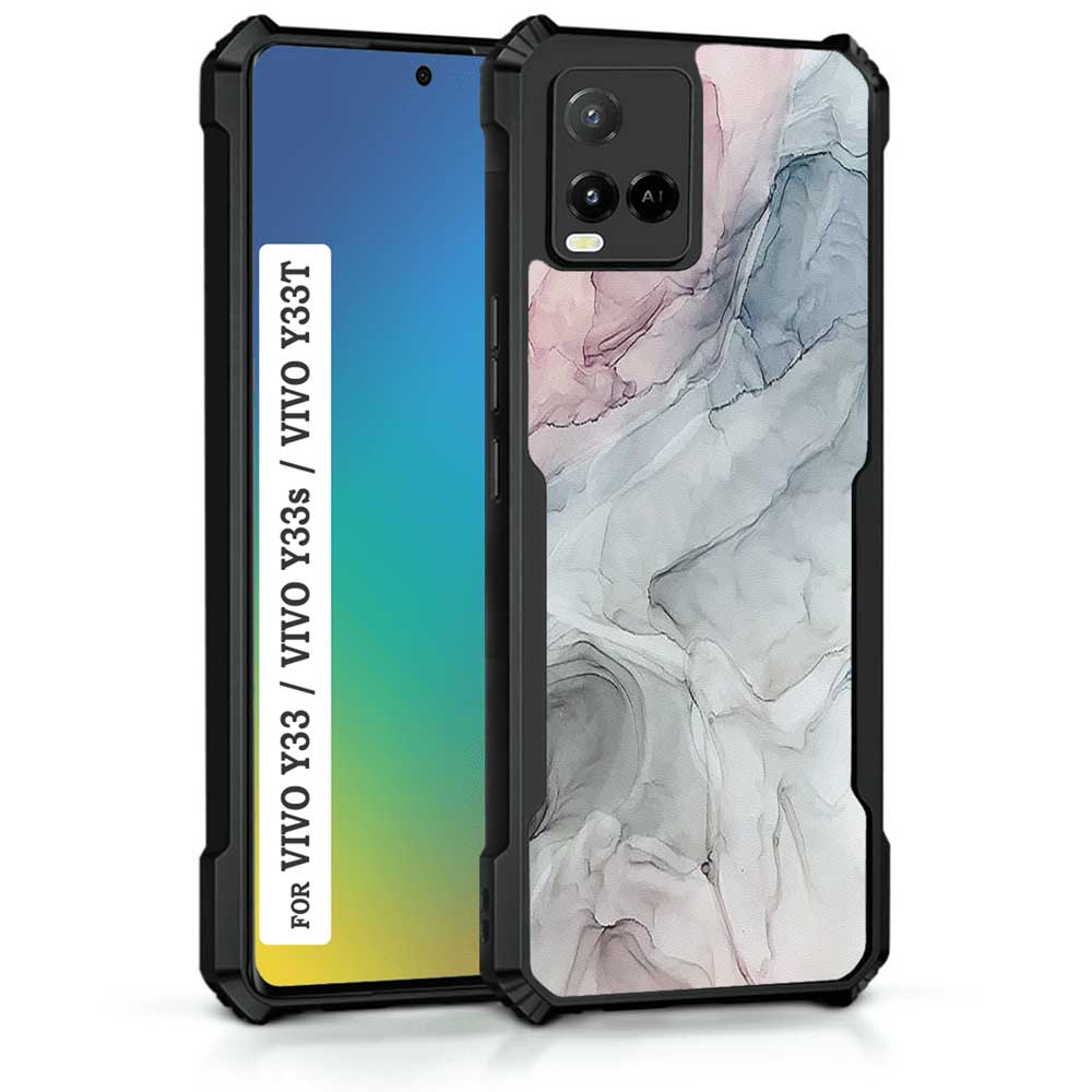 Coberta Back Cover For Vivo Y33S Back Cover Case - Pink and Grey marble PT99 D12804