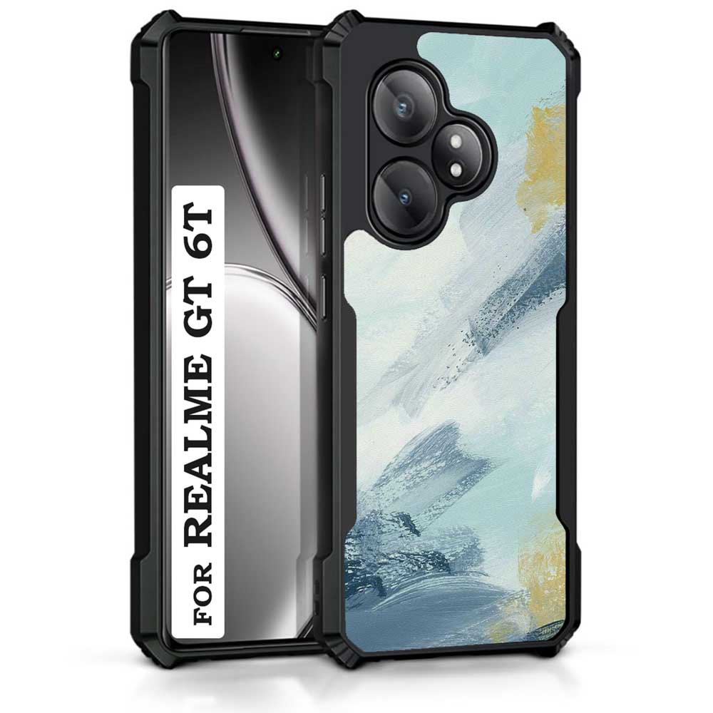 Coberta Back Cover For Realme GT 6T Back Cover Case - Blue grey yellow Marble photo art PT99 D12984