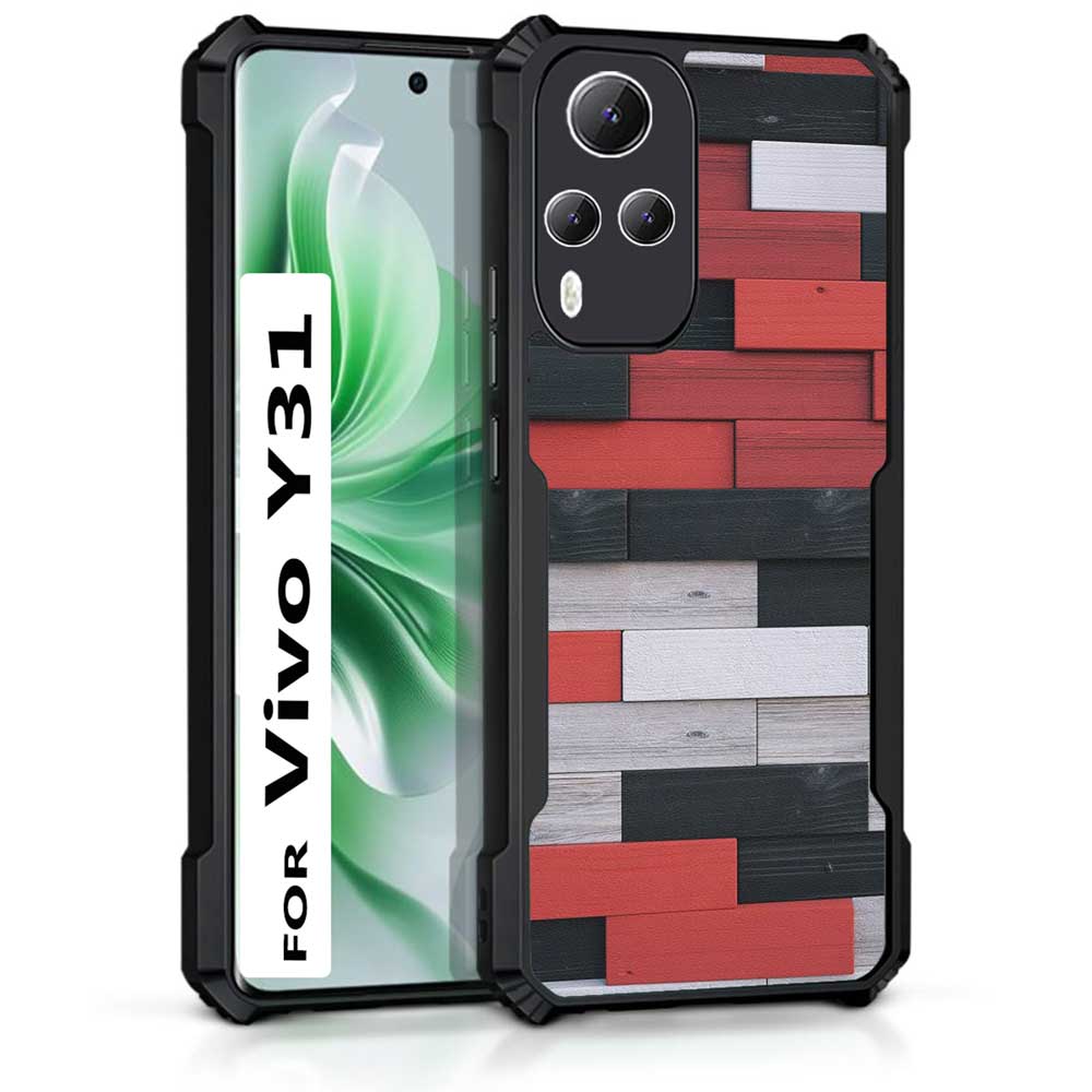 Coberta Back Cover For Vivo Y31 Back Cover Case - Colorful red black white bricks PT99 D13038